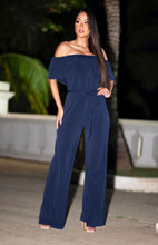 Off shoulder belted jumpsuit