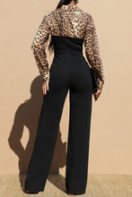 Striped leopard knit top jumpsuit