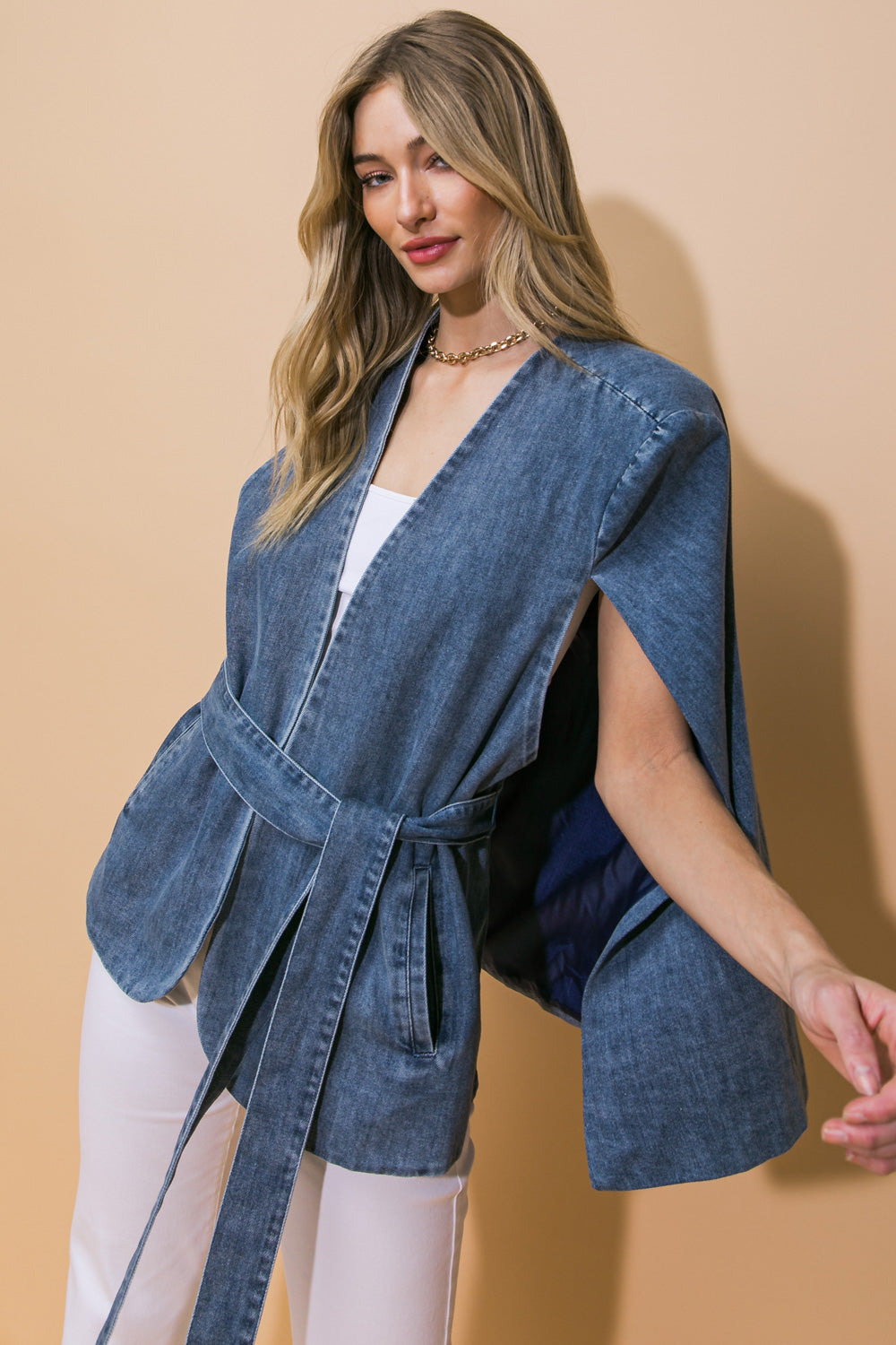 Denim capelet/blazer