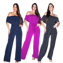 Off shoulder belted jumpsuit