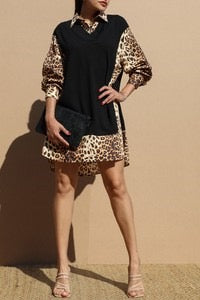 Leopard knot shirt dress