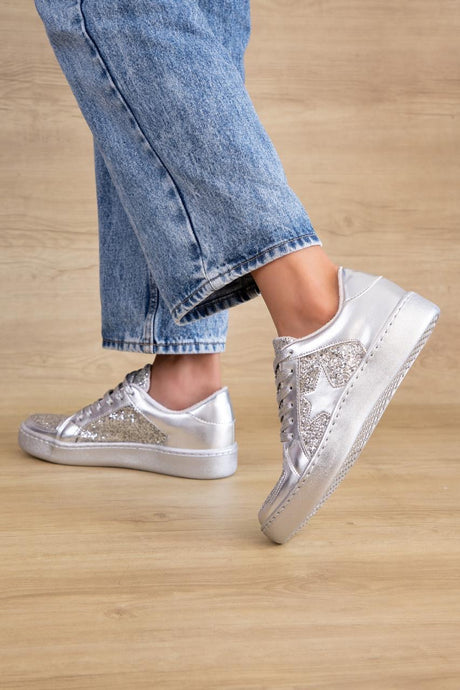 Star silver glitter sneakers