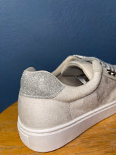 Gray and white glittery shoe