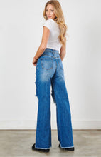 Distressed wide leg