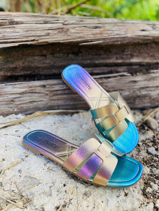 Multi golden flat sandals