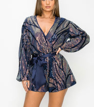 Long sleeves satin sequins romper no