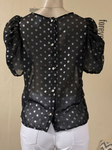 DT13005 Silver dots puff sleeves top