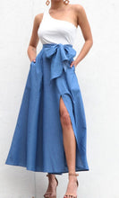 One shoulder denim skirt dress