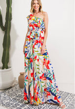 17738 One Shoulder Printed maxi dress