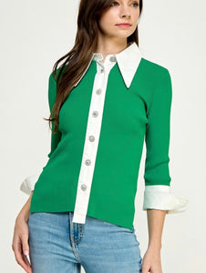 TX7484 color block shirt