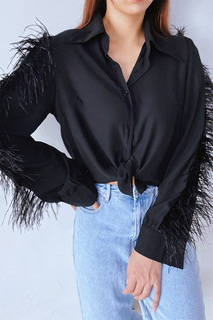 CT1865 Feathers long sleeve top