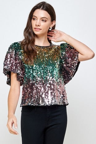 TX6294 Short Sleeves multi color sequins