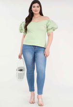 Off the shoulder mint top