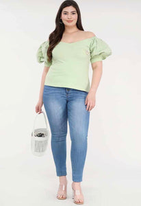 Off the shoulder mint top