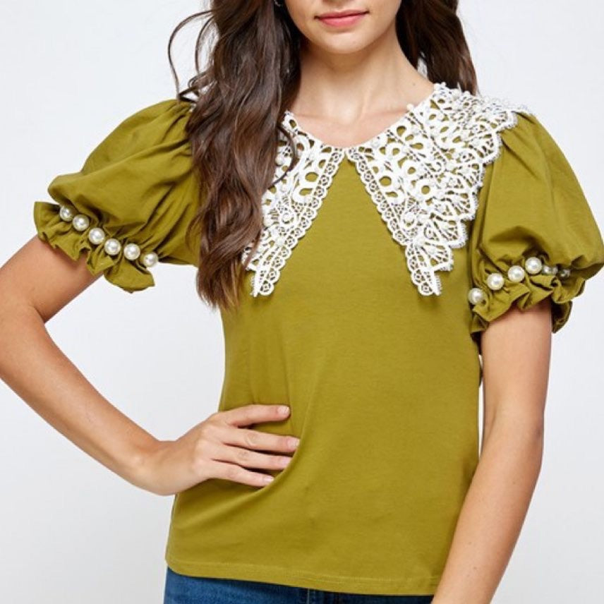 LP7813 Short sleeves pearls details