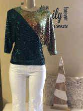 JJ1060 Color Block sequin top