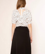 Mesh Fabric Point Half Sleeves Dot Pattern Top