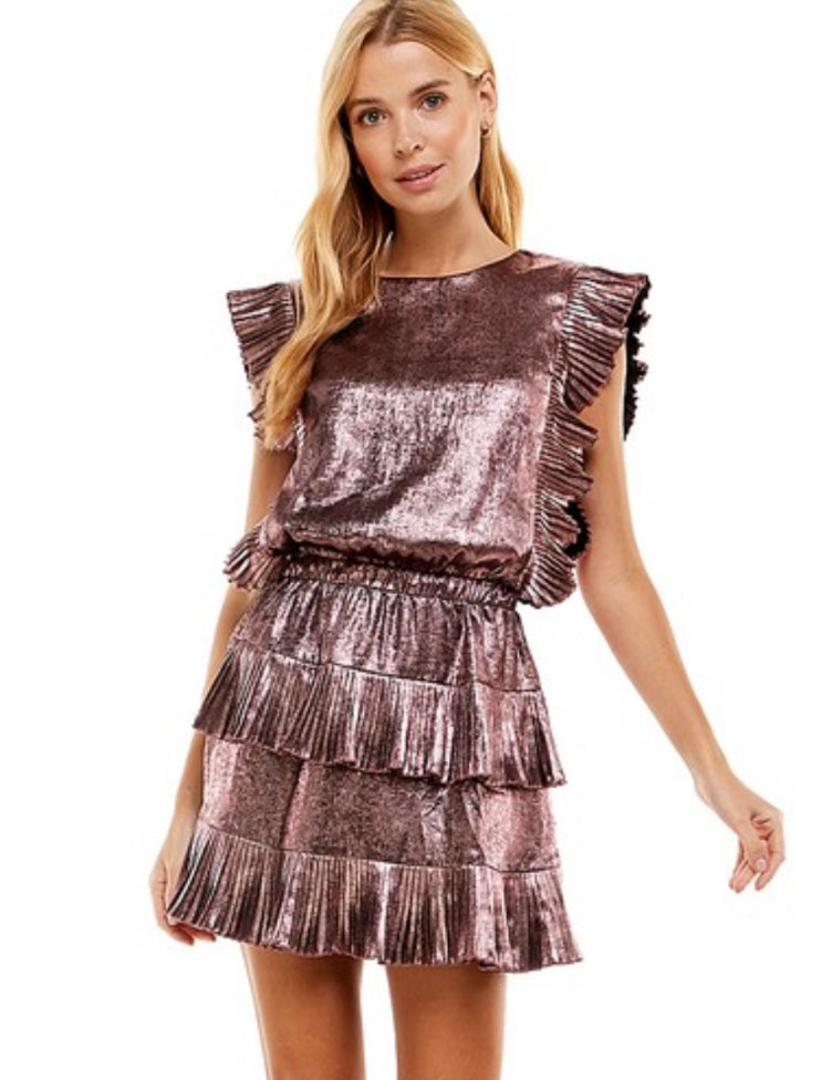 Metallic pleated dress