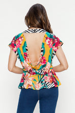 JT8461 Tropical peplum top