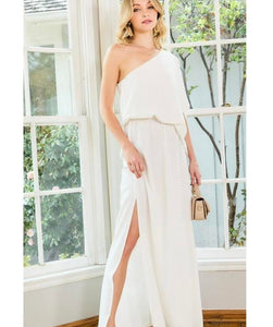 Unbalanced slit maxi dress