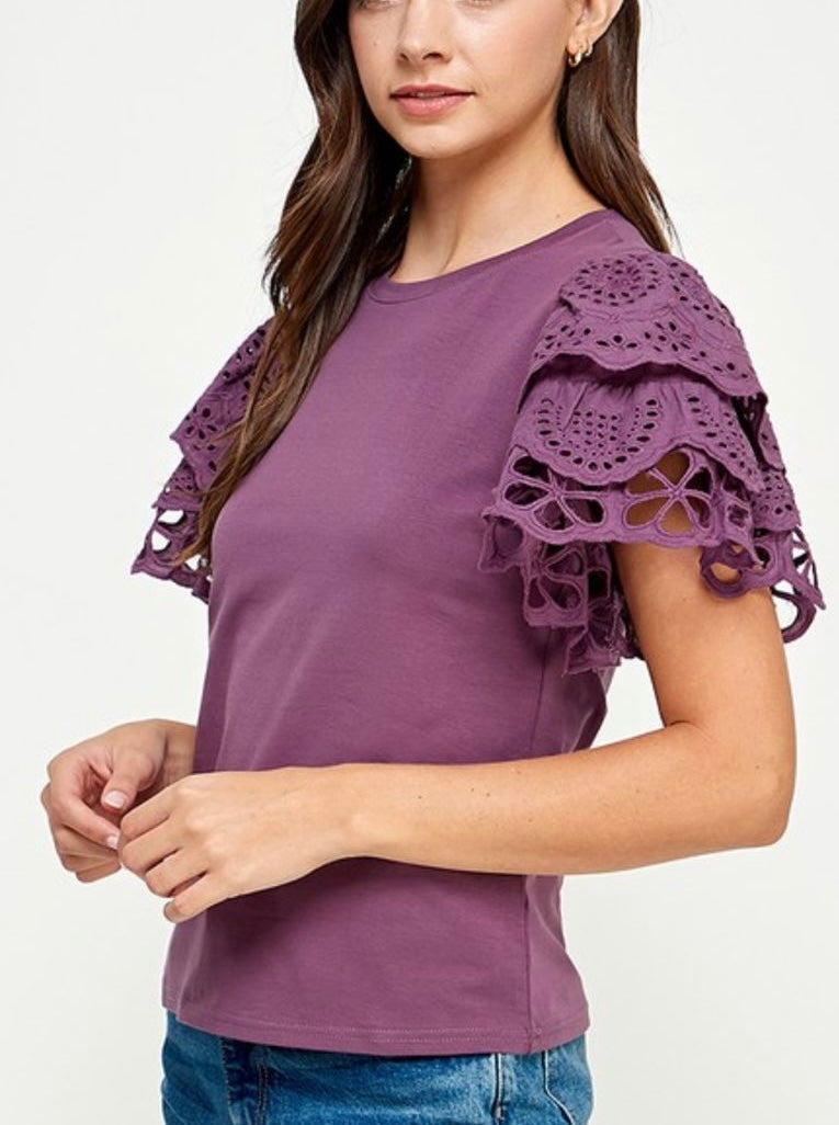 LP8392-1 Lace short sleeve Top