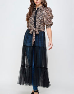 TX6131 Sequins animal Puffed sleeves with long skirt