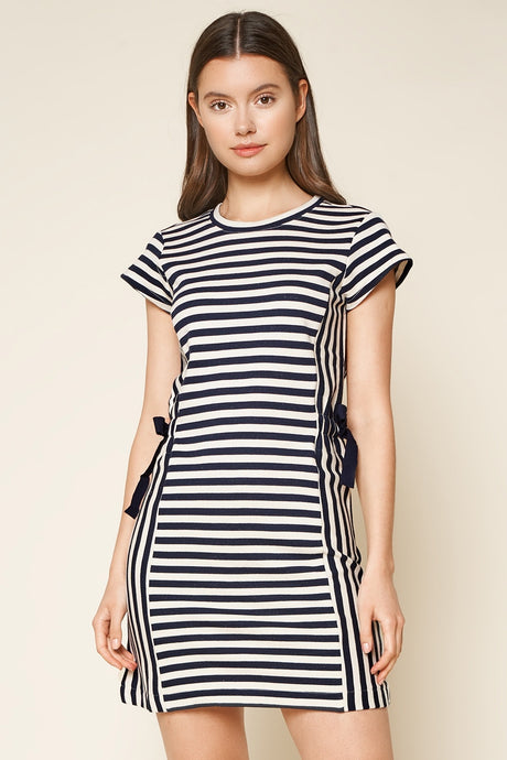 True Blue striped navy blue dress