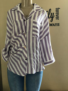 TX6321 Folding sleeves stripes top