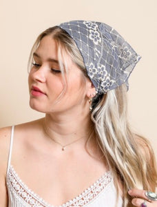 Bohemian floral lace head scarf