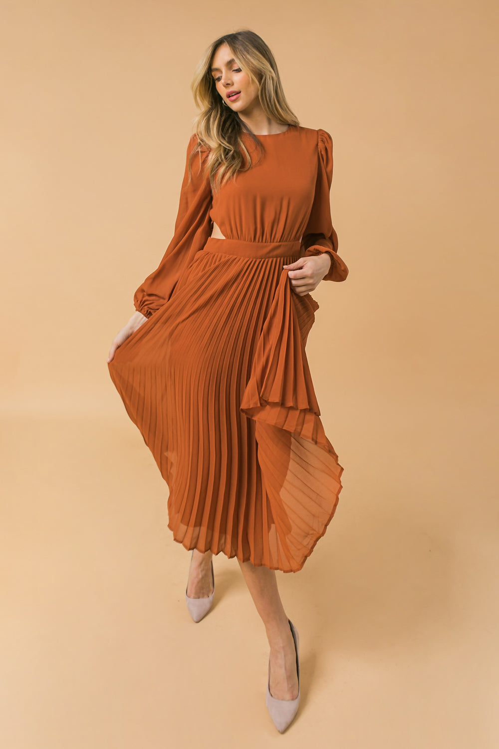 JD7353 Midi Pleated dress