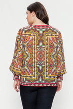 ITP103938 Floral print long sleeve peasant top