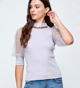 TX6367 See through sleeves top