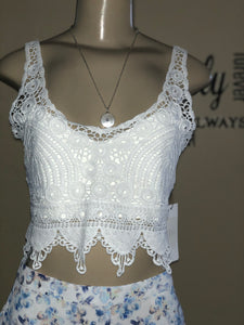 White Crochet crop top