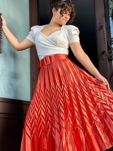 Metallic pleated skirt