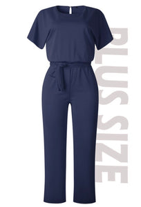 Plus size belted jumpsuit