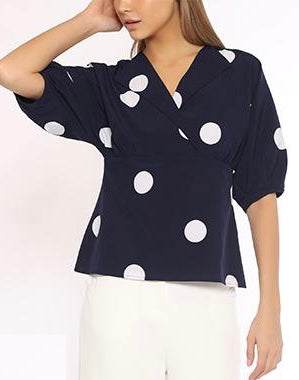 T31290 Big Dot Navy Blouse