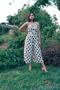 AR1918 Belted dot print jumpsuit