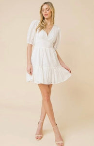 Eyelet v neck dress