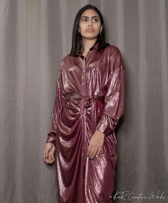 Metallic Burgundy Dress