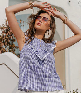 S21BL2145 Ruffle Gingham blouse