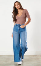 High waisted wide leg jean