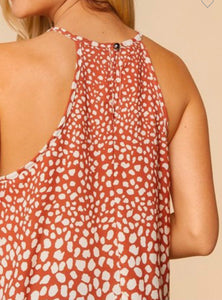 Y77573 Halter Neck print tank top