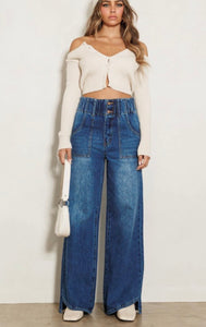 High rise wide jean