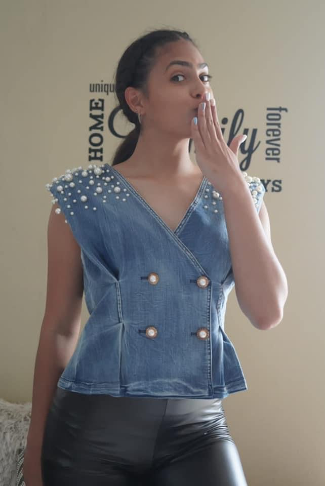 JJ1263 Sleeveless wrap around denim best